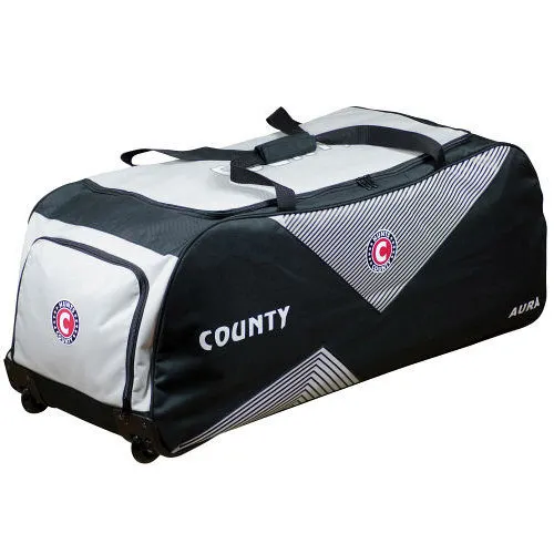 Hunts County Aura Wheelie Cricket Bag 2023/24 - Silver/Black